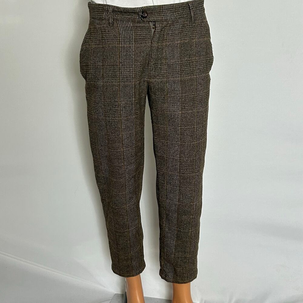 Houston White Target Men’s Plaid Trousers Pants 33x28 Brown Tailored